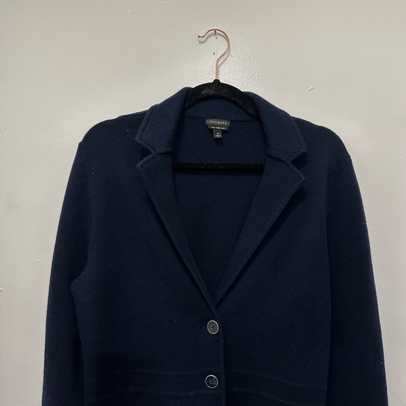 Talbots Pure Merino Wool Women's Navy Jacket Cardigan Sz M - Picture 4 of 5